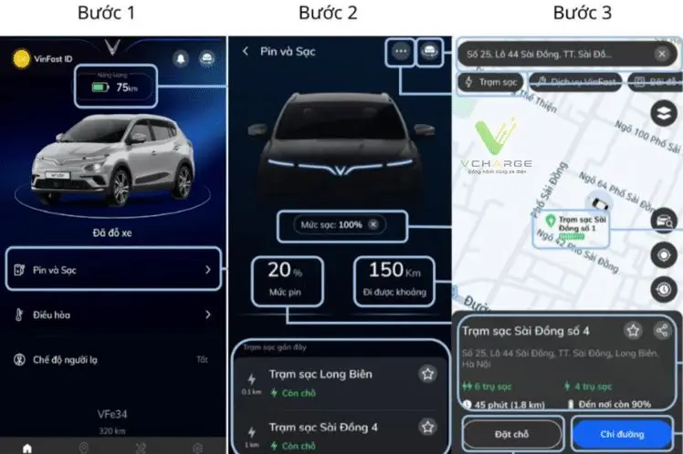Cách tìm trạm sạc VinFast Ứng dụng trên điện thoại